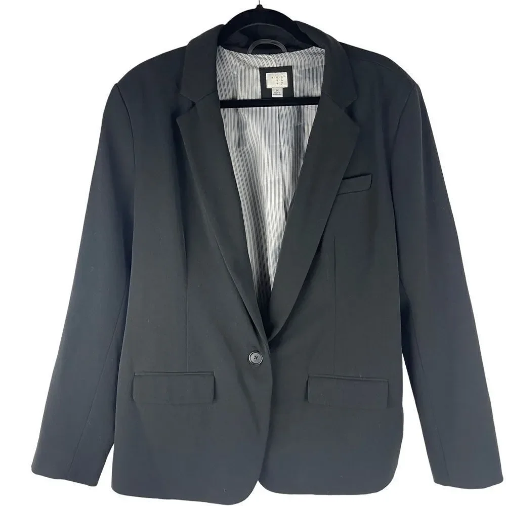 A New‎ Day Black One Button Blazer Women's Size 18 Classic Office Workwear 327 - Picture 2 of 10